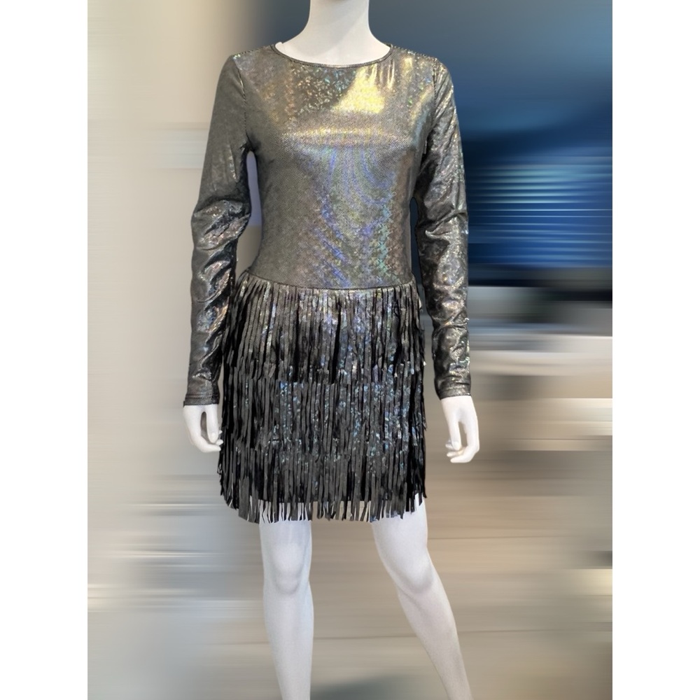 PEACH LOVE CALIFORNIA metallic silver dress sz S M L - Picture 8 of 12